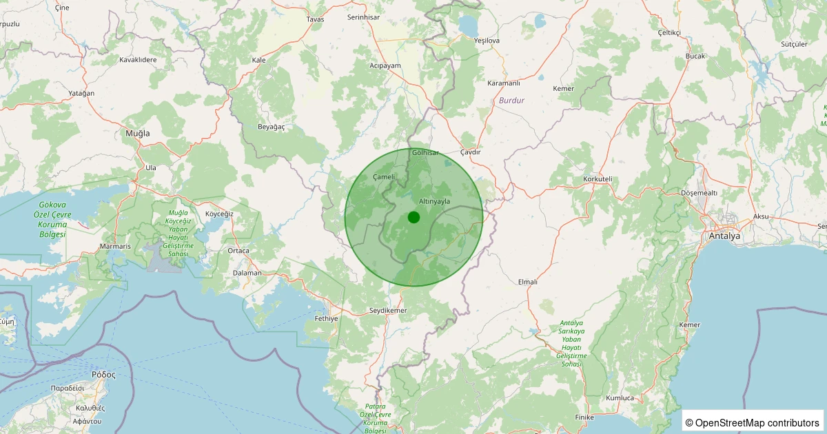 13 Aralık 2025 saat 05:18 - Altınyayla - Asmabağ Köyü - 1.60ml depreminin harita gösterimi