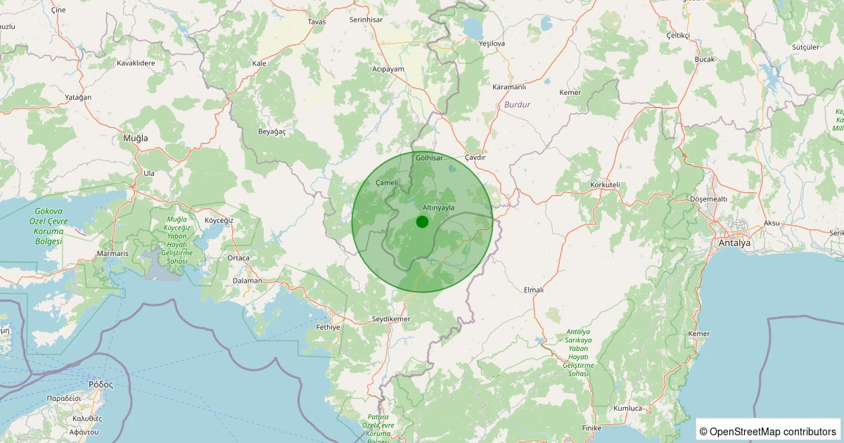 13 Aralık 2025 saat 05:18 - Altınyayla - Asmabağ Köyü - 1.60ML depreminin harita gösterimi