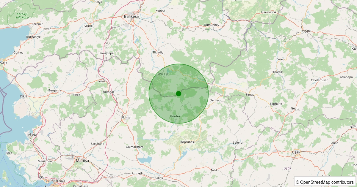 13 Aralık 2025 saat 05:40 - Sındırgı - Yüreğil/Merkez - 1.20ml depreminin harita gösterimi