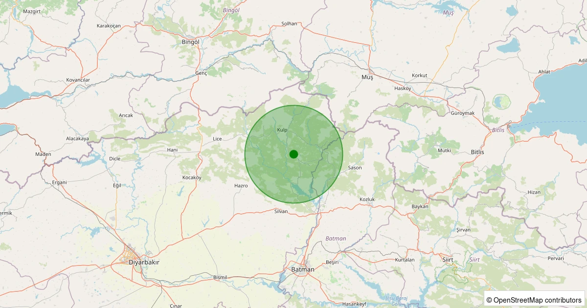 13 Aralık 2025 saat 05:48 - Kulp - Konuklu Köyü - 1.40ML depreminin harita gösterimi
