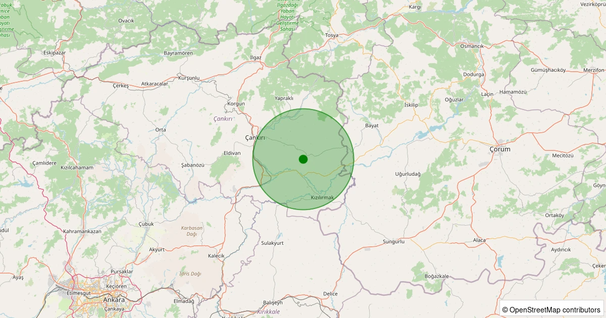 13 Aralık 2025 saat 06:27 - Merkez - Ovacık Köyü - 1.30ml depreminin harita gösterimi