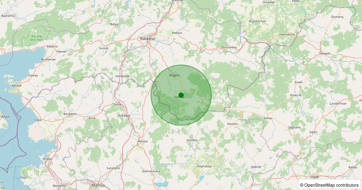 13 Aralık 2025 saat 07:40 - Sındırgı - Çavdaroğlu - 1.40ml depreminin harita gösterimi