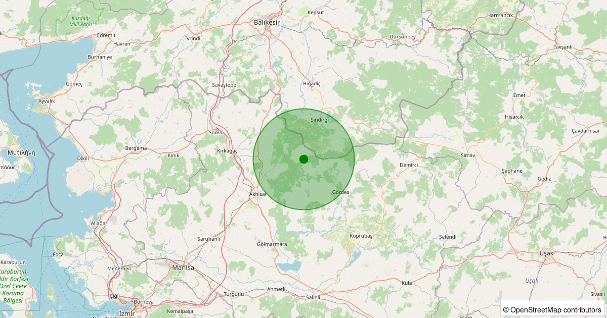 13 Aralık 2025 saat 09:15 - Akhisar - 1.20ml depreminin harita gösterimi