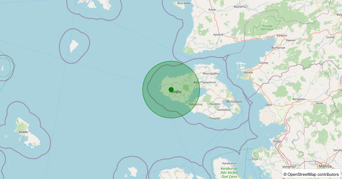 12 Aralık 2025 saat 23:37 - MIDILLI - 3.20ml depreminin harita gösterimi