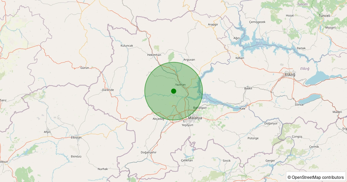 12 Aralık 2025 saat 19:10 - Yazıhan - Mısırdere - 1.10ml depreminin harita gösterimi