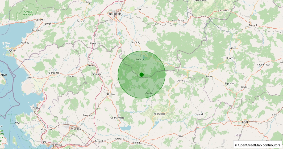 12 Aralık 2025 saat 07:21 - Sındırgı - Kınık - 1.20ml depreminin harita gösterimi