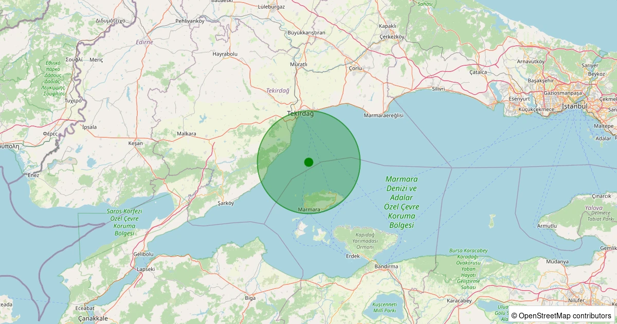 12 Aralık 2025 saat 07:06 - YENIKOY - 1.20ml depreminin harita gösterimi