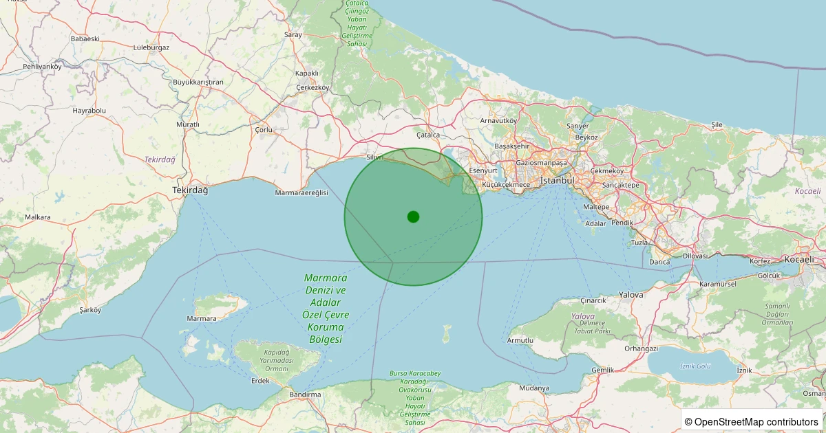 12 Aralık 2025 saat 00:38 - MARMARA - 2.00ml depreminin harita gösterimi