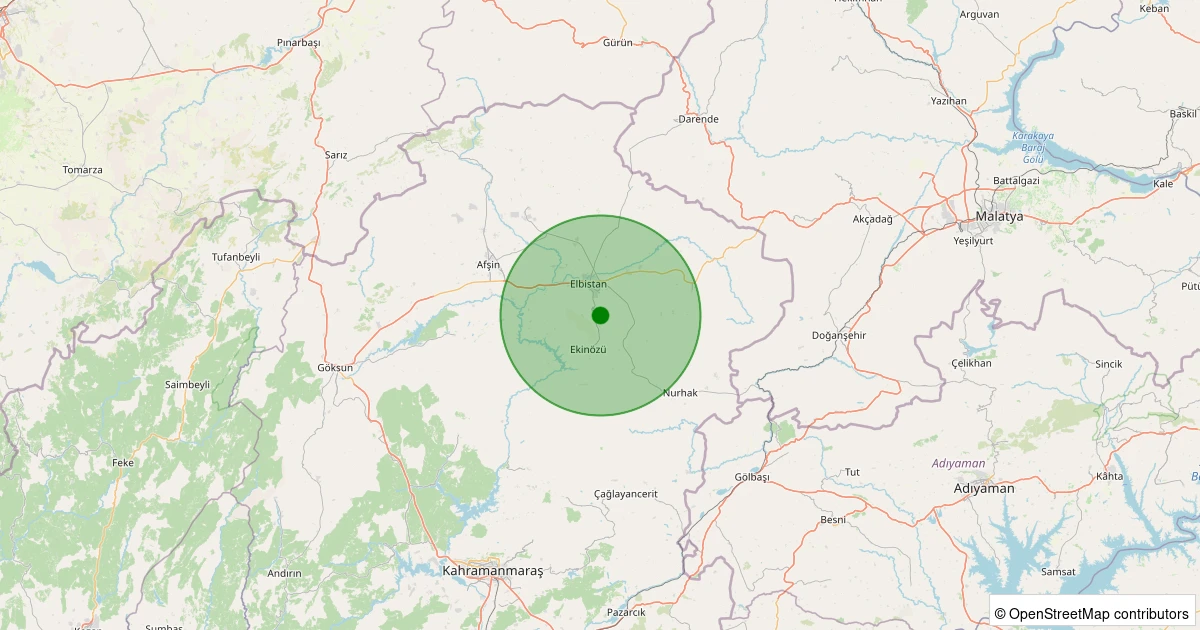 12 Aralık 2025 saat 00:05 - Elbistan - Taşburun Köyü - 2.30ml depreminin harita gösterimi