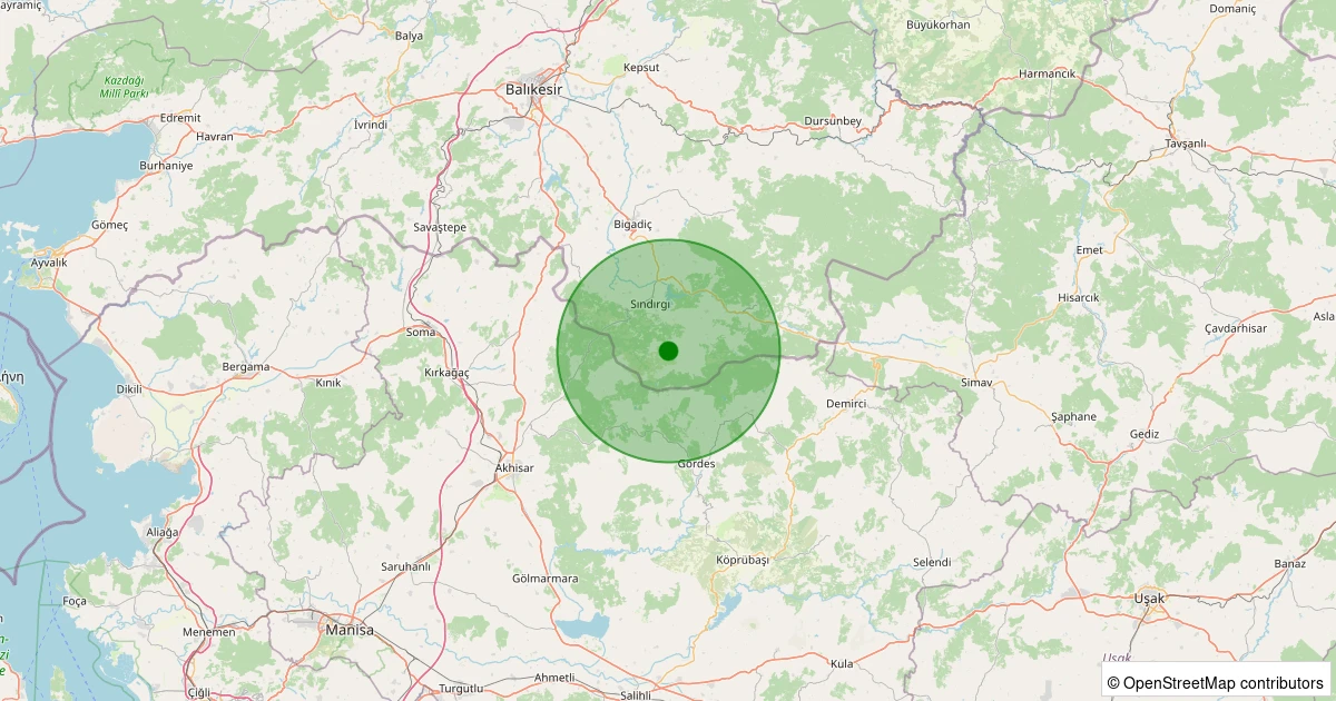11 Aralık 2025 saat 15:14 - Sındırgı - Aktaş - 1.20ml depreminin harita gösterimi