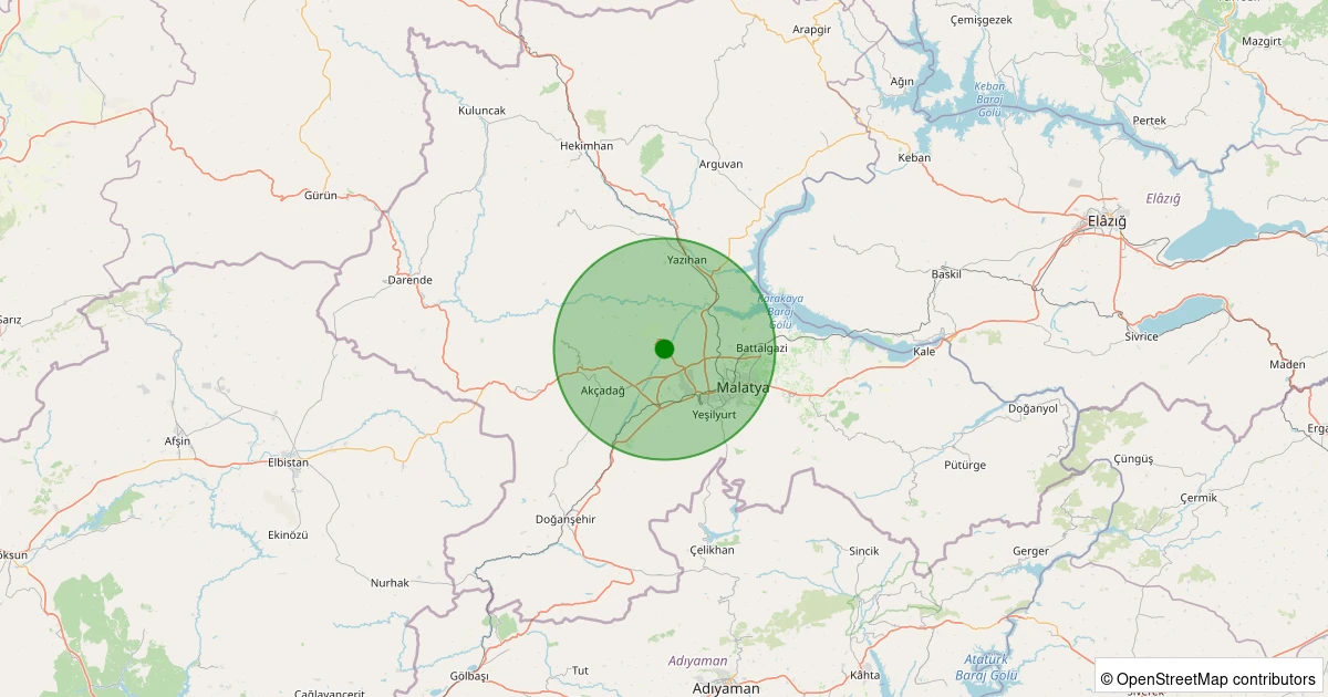 11 Aralık 2025 saat 13:52 - Akçadağ - Aksaray - 1.70ml depreminin harita gösterimi