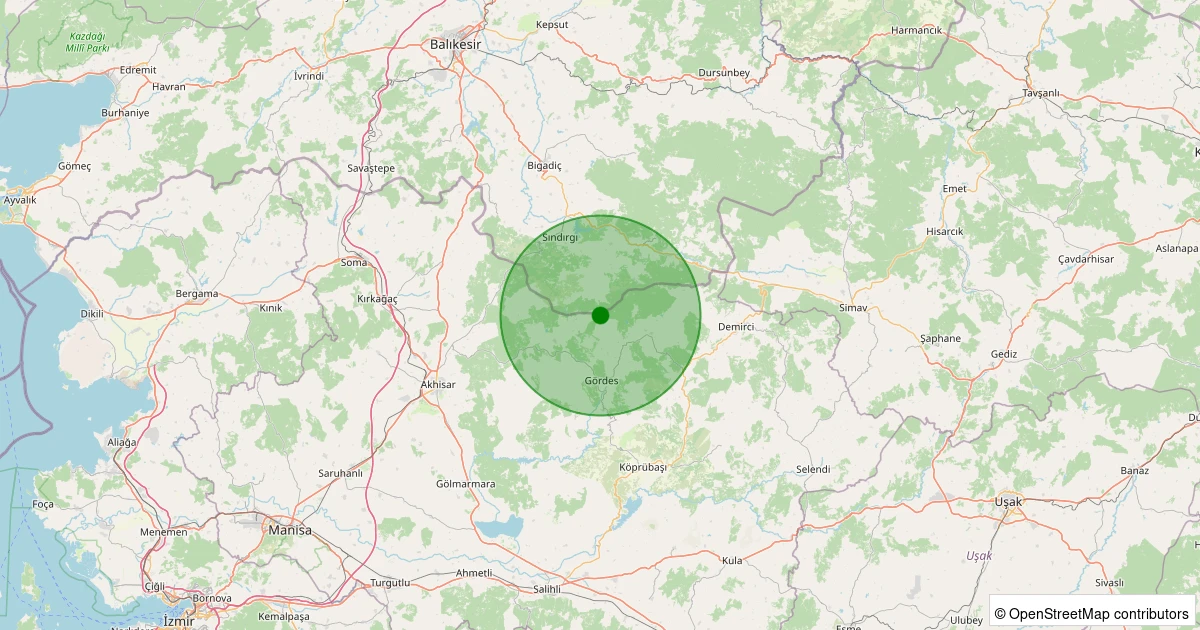 11 Aralık 2025 saat 10:01 - Sındırgı - Yüreğil/Merkez - 1.10ml depreminin harita gösterimi