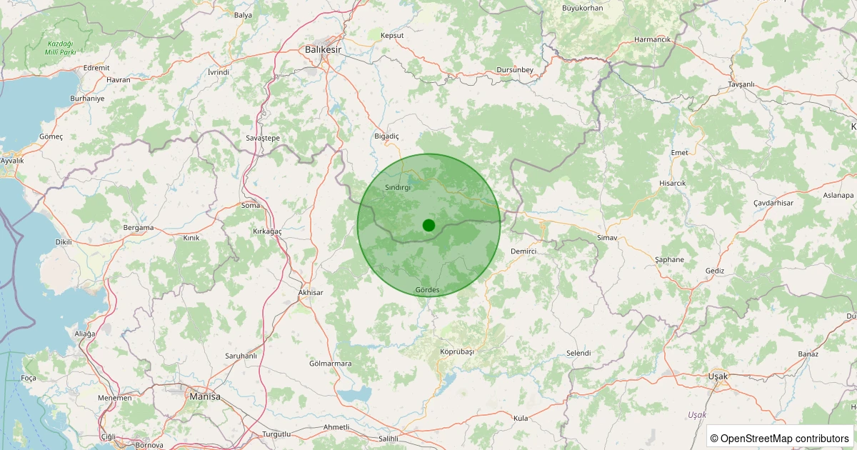 11 Aralık 2025 saat 06:56 - Sındırgı - Yüreğil/Merkez - 1.20ml depreminin harita gösterimi