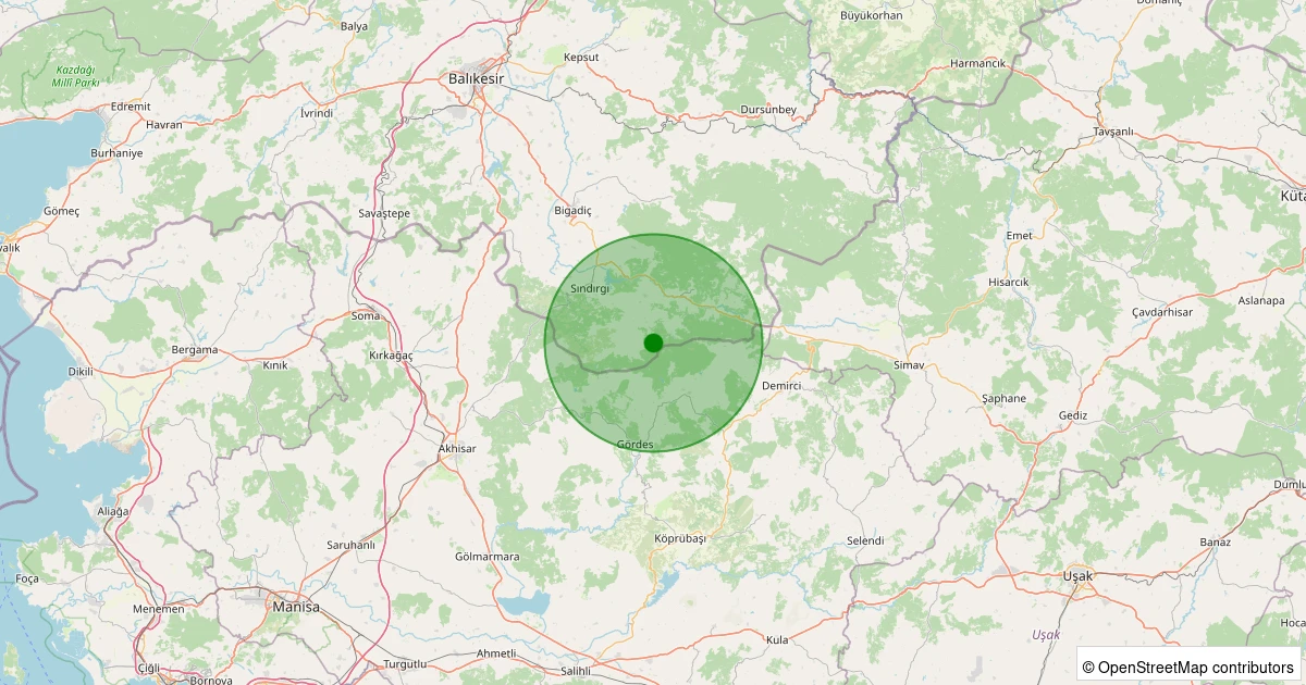 11 Aralık 2025 saat 04:28 - Sındırgı - Küçükdağdere - 1.20ml depreminin harita gösterimi