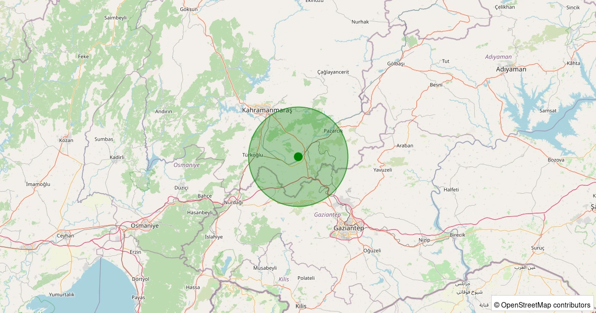 13 Aralık 2025 saat 09:53 - Dulkadiroğlu - Maksutuşağı - 1.20ml depreminin harita gösterimi