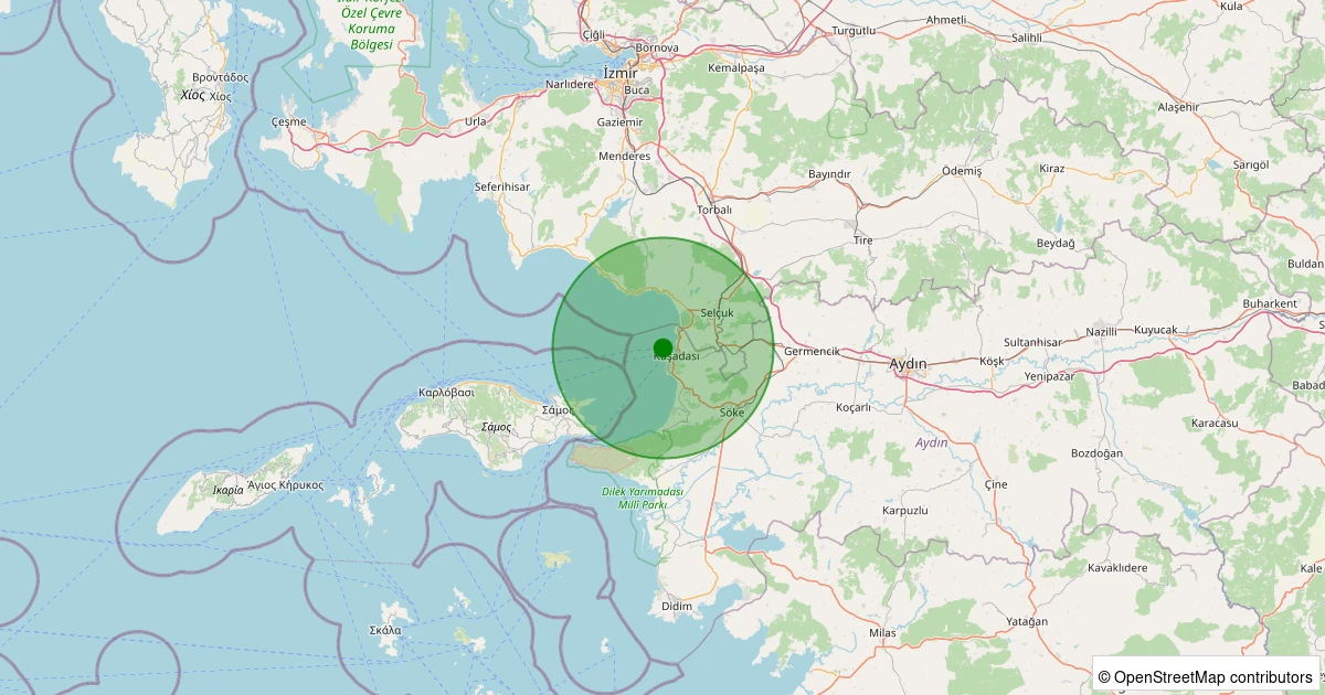 13 Aralık 2025 saat 12:51 - KUSADASI - 1.60ml depreminin harita gösterimi