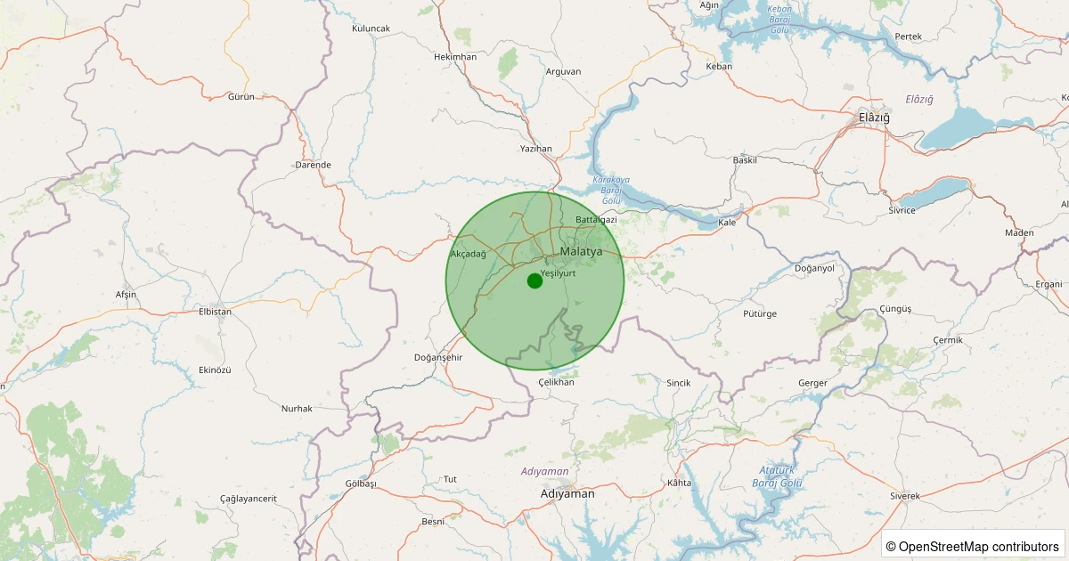 13 Aralık 2025 saat 13:49 - Yeşilyurt - İkizce - 1.50ML depreminin harita gösterimi