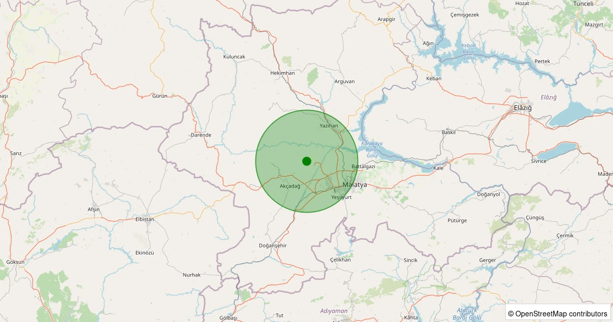 13 Aralık 2025 saat 14:34 - Akçadağ - Aşağı Örükçü - 2.10ml depreminin harita gösterimi