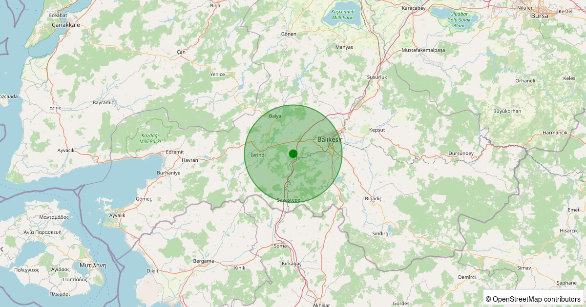 13 Aralık 2025 saat 12:22 - Altıeylül - Sarıalan - 1.80ml depreminin harita gösterimi