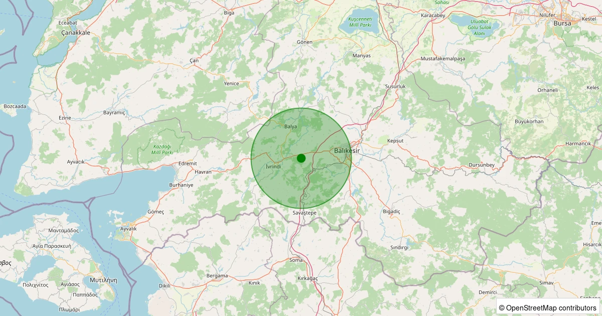 13 Aralık 2025 saat 12:22 - İvrindi - Gökçeyazı/Yeni Mh - 1.70ML depreminin harita gösterimi