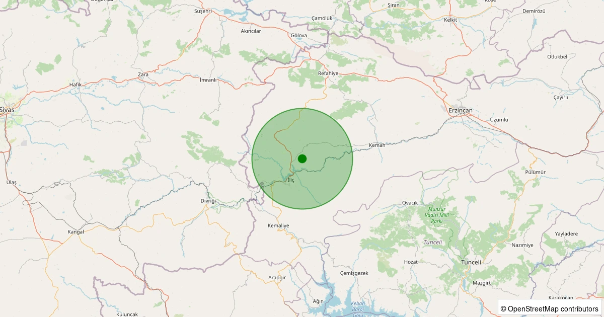 13 Aralık 2025 saat 15:14 - İliç - Boyalık Köyü - 1.70ML depreminin harita gösterimi
