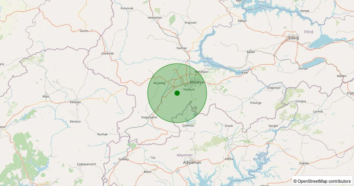 13 Aralık 2025 saat 17:22 - Yeşilyurt - Cafana - 1.80ML depreminin harita gösterimi