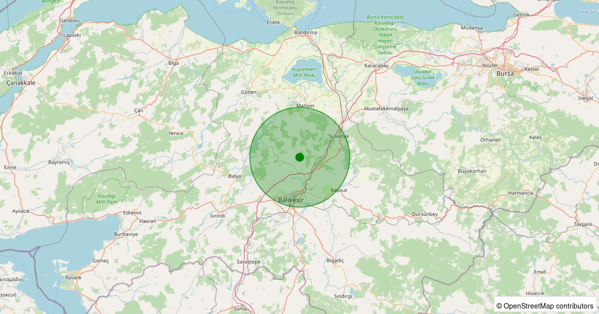 13 Aralık 2025 saat 17:18 - Karesi - Kamçılı - 1.60ml depreminin harita gösterimi