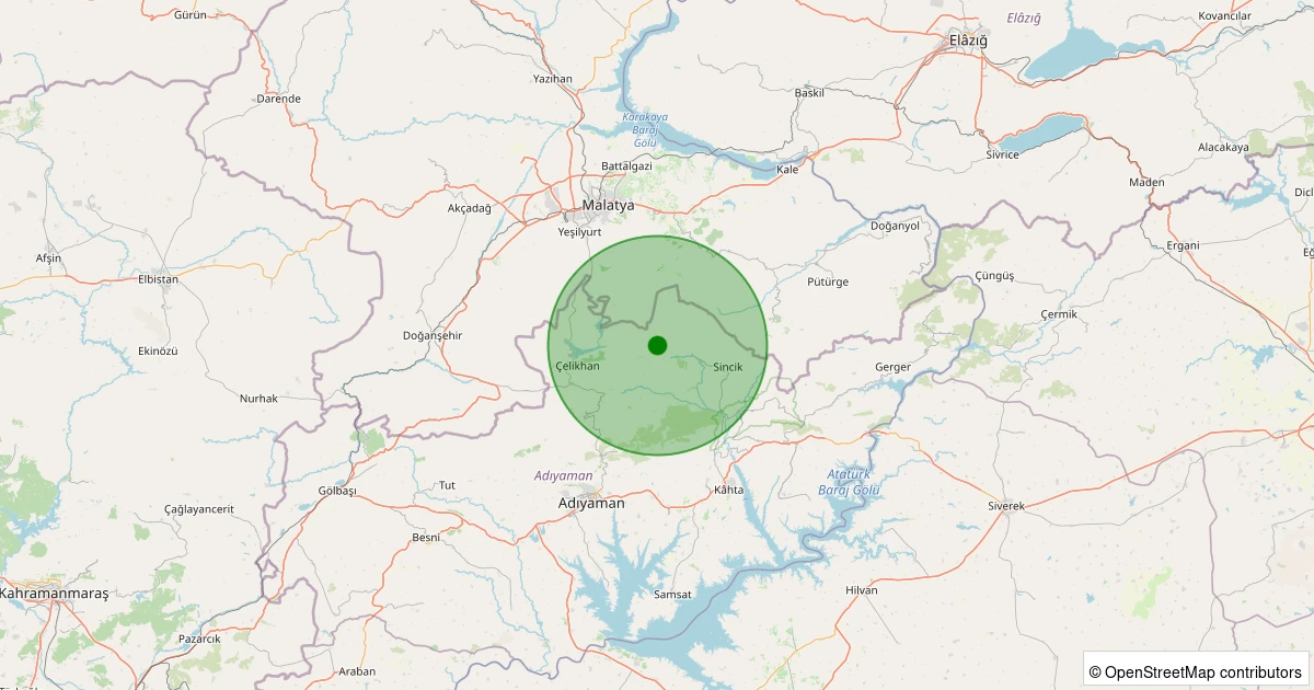 13 Aralık 2025 saat 18:20 - Sincik - Şahinbeyler Köyü - 1.40ml depreminin harita gösterimi