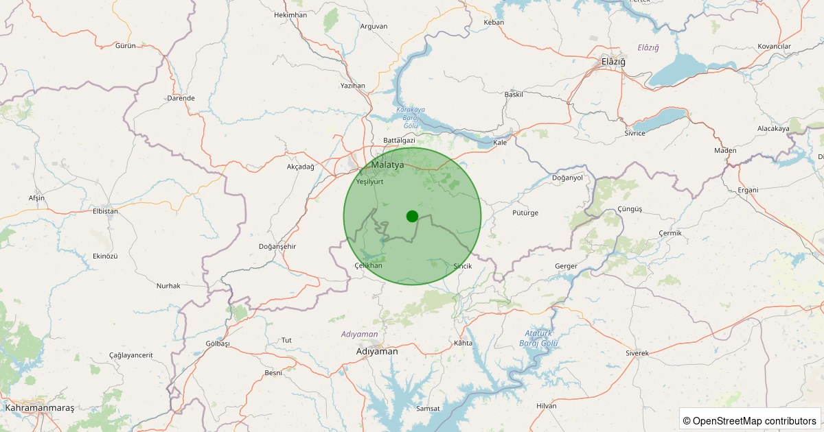 13 Aralık 2025 saat 18:59 - Yeşilyurt - Salkonak - 2.00ml depreminin harita gösterimi