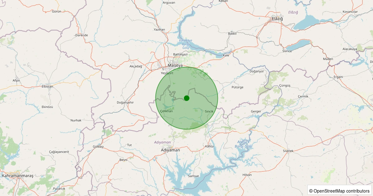13 Aralık 2025 saat 22:48 - Sincik - Karaköse Köyü - 1.40ml depreminin harita gösterimi