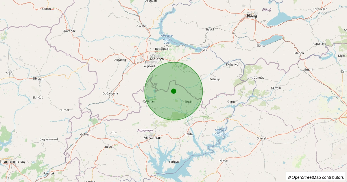 13 Aralık 2025 saat 22:56 - Sincik - Karaköse Köyü - 2.50ml depreminin harita gösterimi