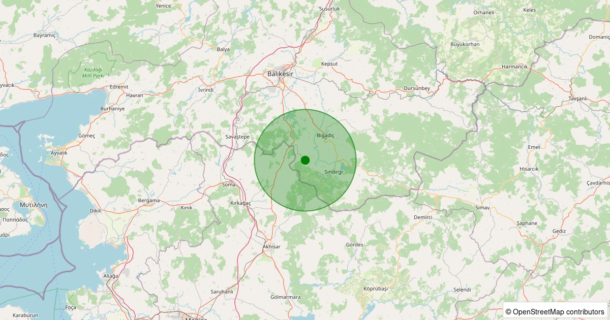 13 Aralık 2025 saat 22:55 - Sındırgı - Gölcük - 2.00ml depreminin harita gösterimi