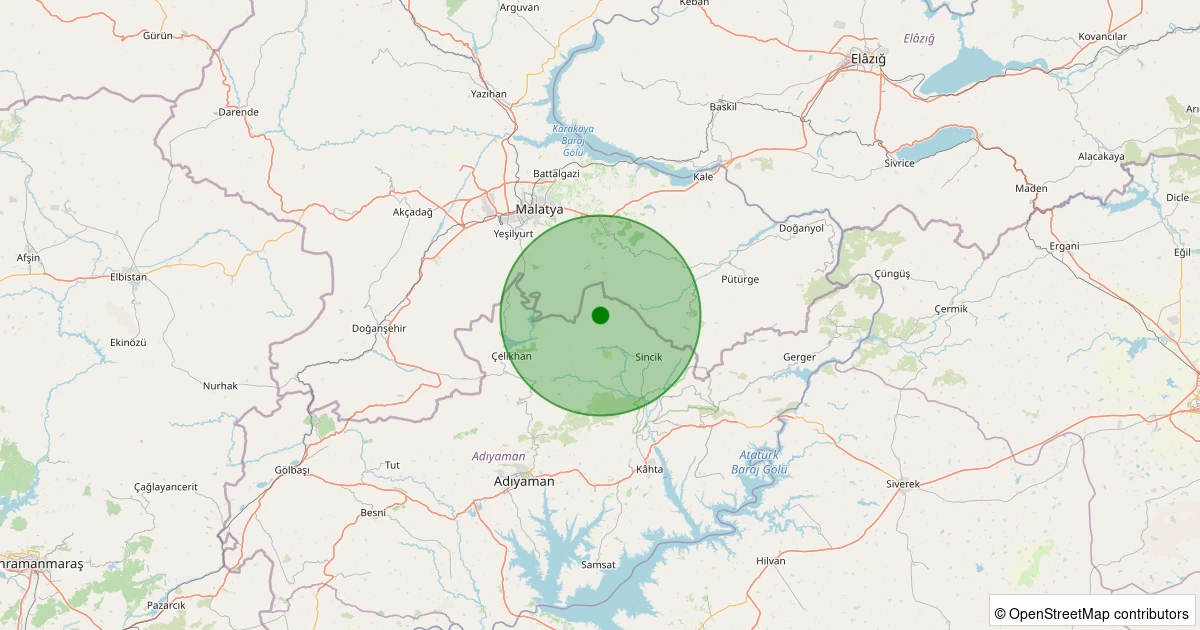 13 Aralık 2025 saat 23:02 - Sincik - Aksu Köyü - 1.70ML depreminin harita gösterimi