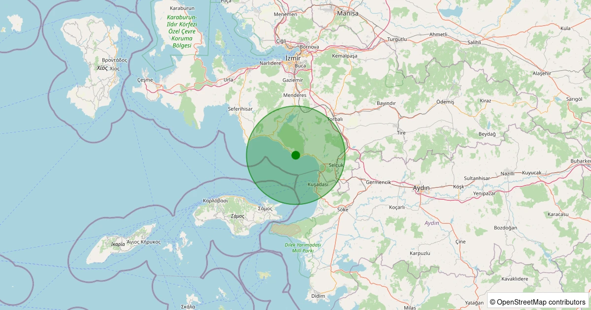 13 Aralık 2025 saat 23:57 - Menderes - Özdere - 1.60ml depreminin harita gösterimi