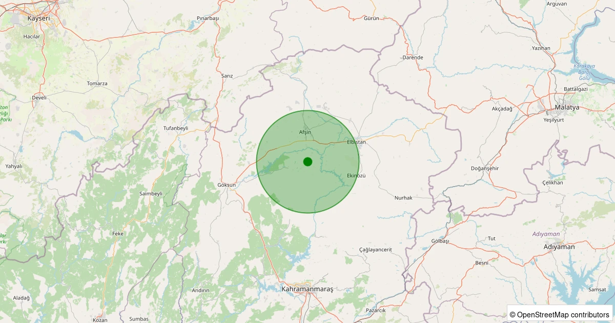 14 Aralık 2025 saat 01:29 - Göksun - 1.20ml depreminin harita gösterimi