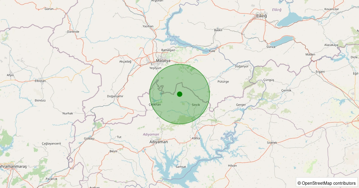 14 Aralık 2025 saat 06:35 - Sincik - Karaköse Köyü - 0.90ML depreminin harita gösterimi