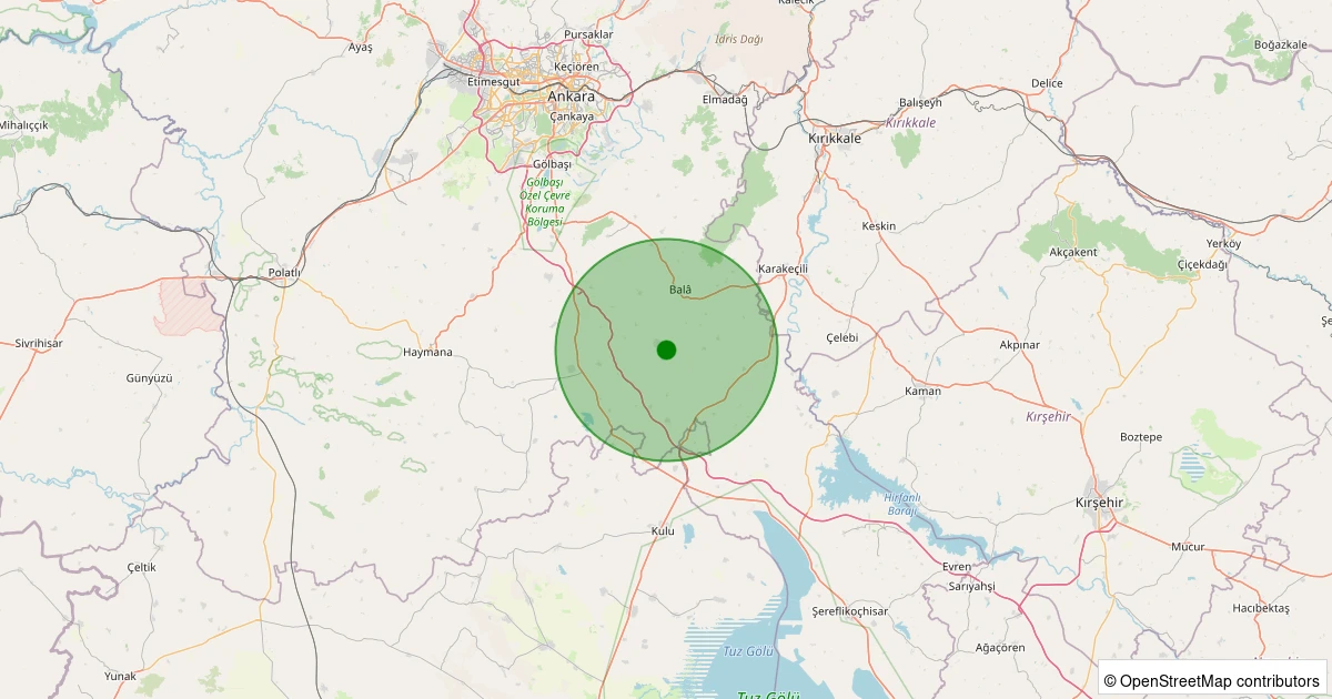 14 Aralık 2025 saat 08:02 - Bala - Afsar - 0.90ML depreminin harita gösterimi