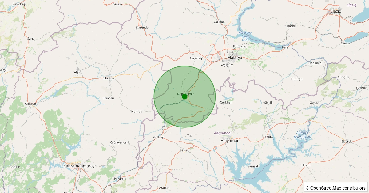 14 Aralık 2025 saat 10:57 - Doğanşehir - Yeni - 1.20ml depreminin harita gösterimi