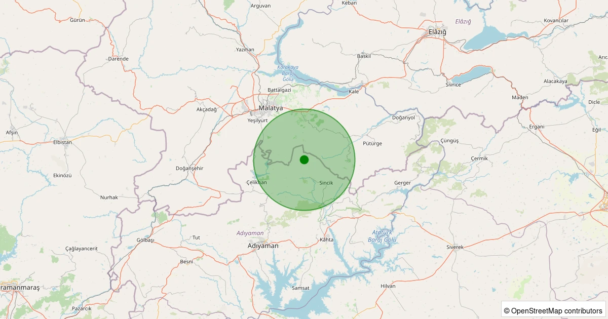 14 Aralık 2025 saat 11:06 - Sincik - Aksu Köyü - 2.30ml depreminin harita gösterimi