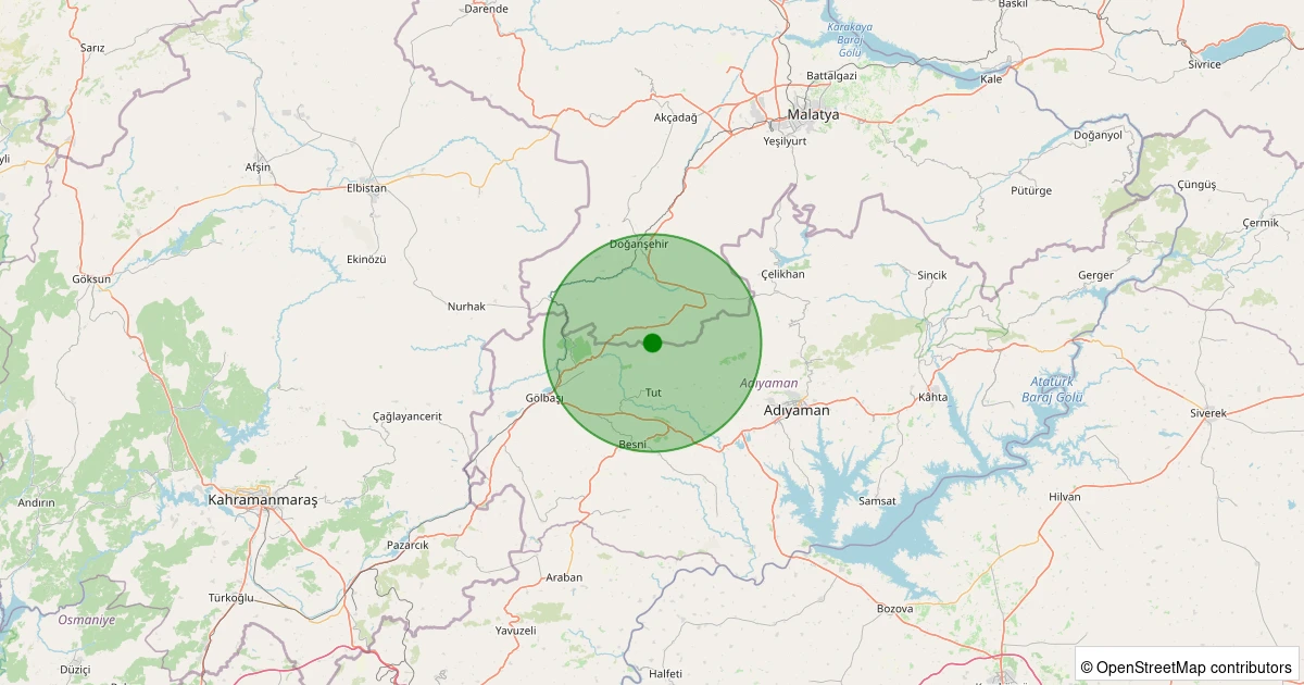 14 Aralık 2025 saat 12:12 - Doğanşehir - Hürriyet - 1.60ml depreminin harita gösterimi