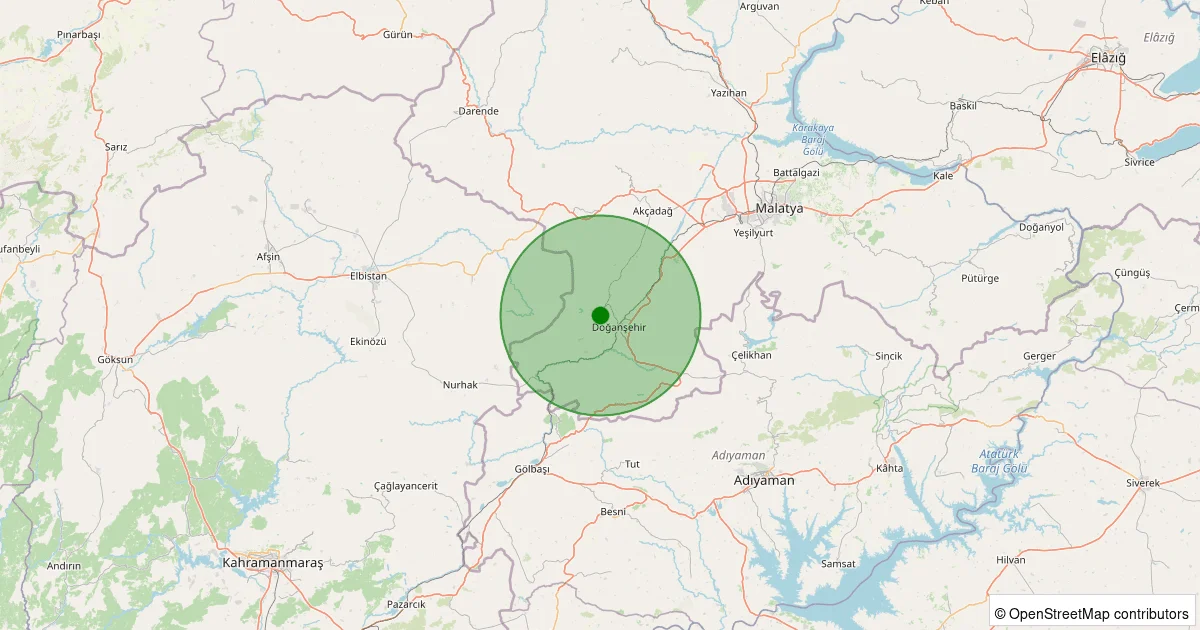 14 Ekim 2025 saat 02:04 - Doğanşehir - Fındık - 0.90ML depreminin harita gösterimi