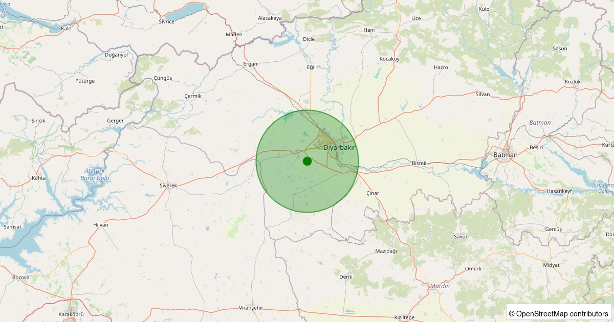 15 Aralık 2025 saat 02:00 - Bağlar - Kolludere - 1.10ml depreminin harita gösterimi