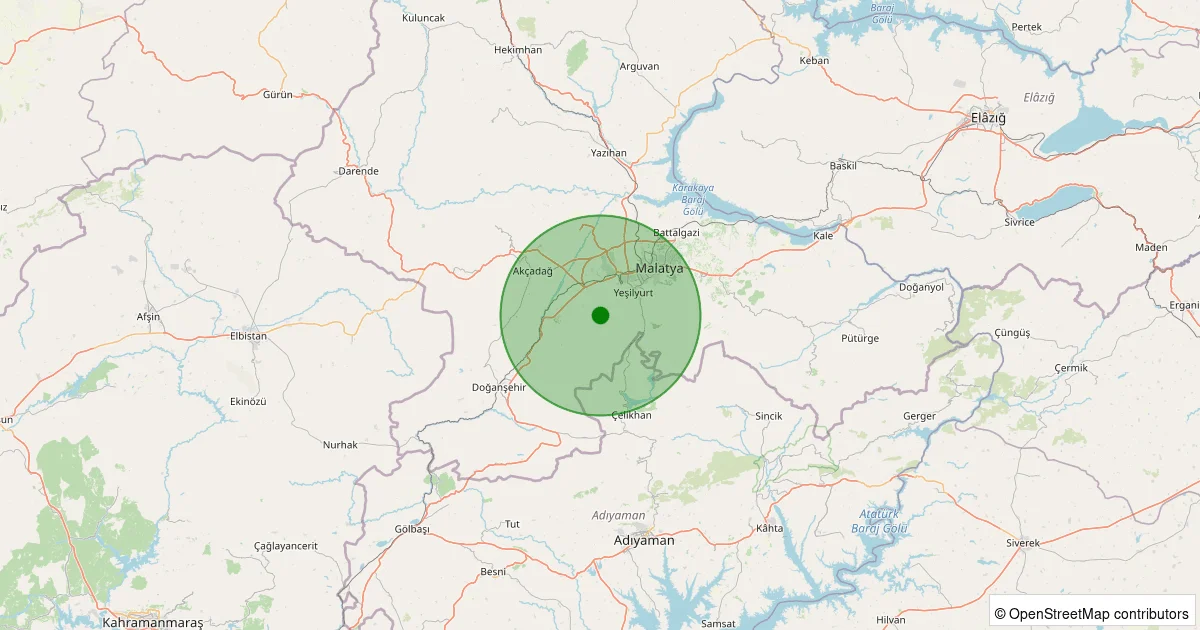 14 Ekim 2025 saat 07:43 - Yeşilyurt - Seyituşağı - 1.40ML depreminin harita gösterimi