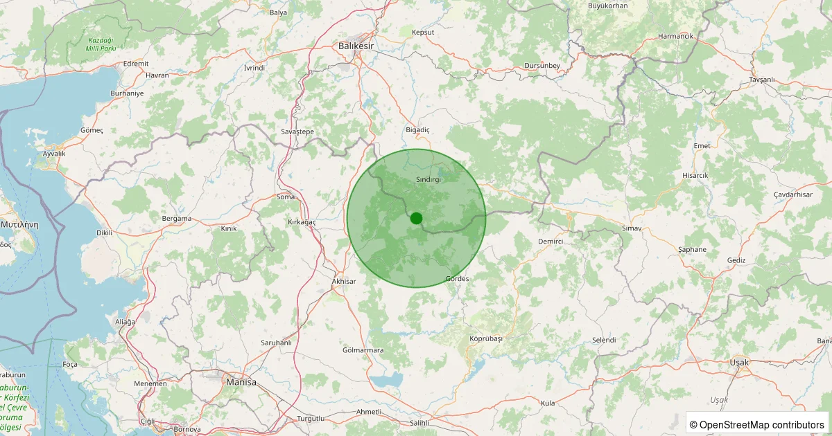 14 Ekim 2025 saat 09:44 - Sındırgı - 1.80ml depreminin harita gösterimi