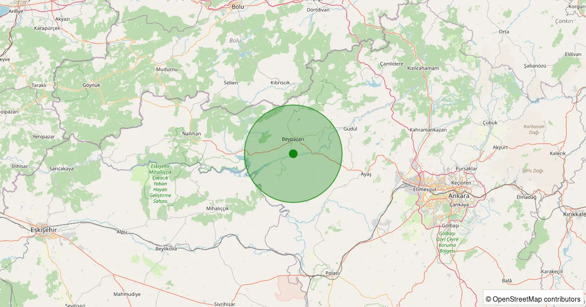 14 Ekim 2025 saat 17:23 - Beypazarı - Yukarıulucak - 1.70ML depreminin harita gösterimi