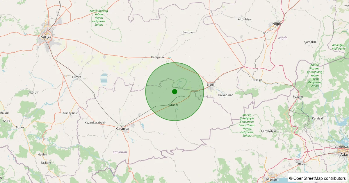 14 Ekim 2025 saat 19:42 - Ayrancı - Ambar Köyü - 1.60ml depreminin harita gösterimi