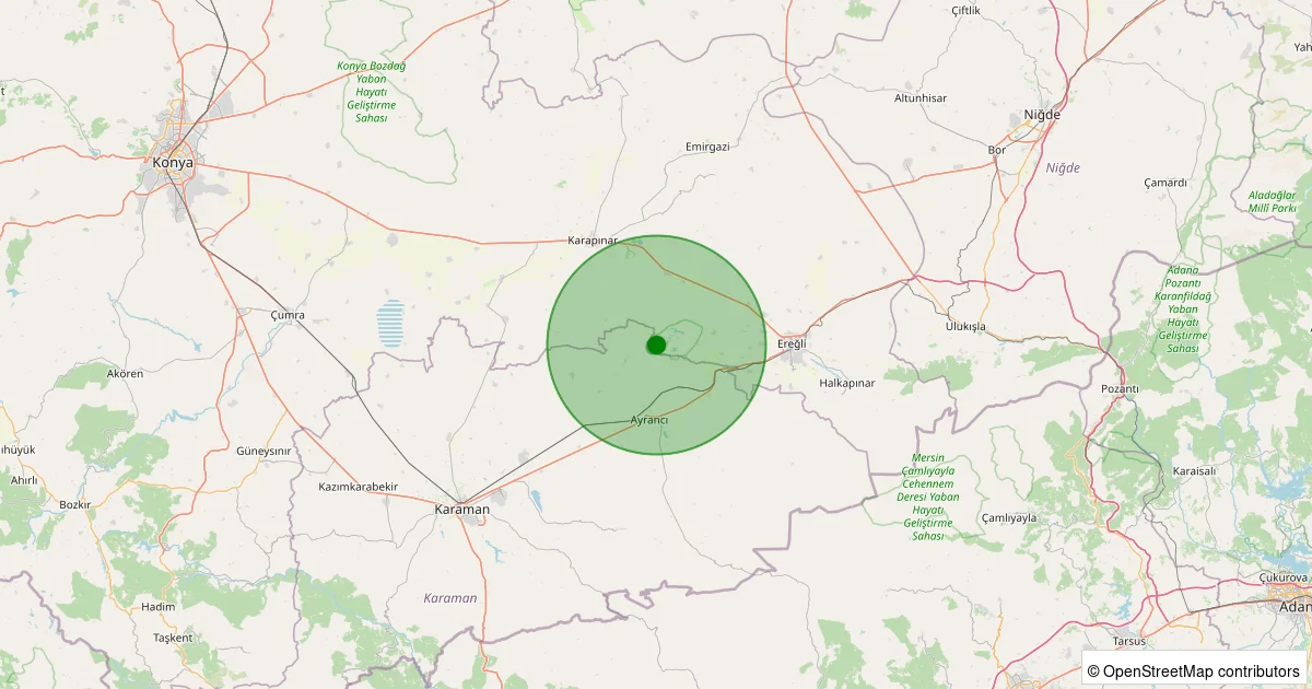 14 Ekim 2025 saat 20:01 - Ayrancı - Kavuklar Köyü - 1.10ML depreminin harita gösterimi
