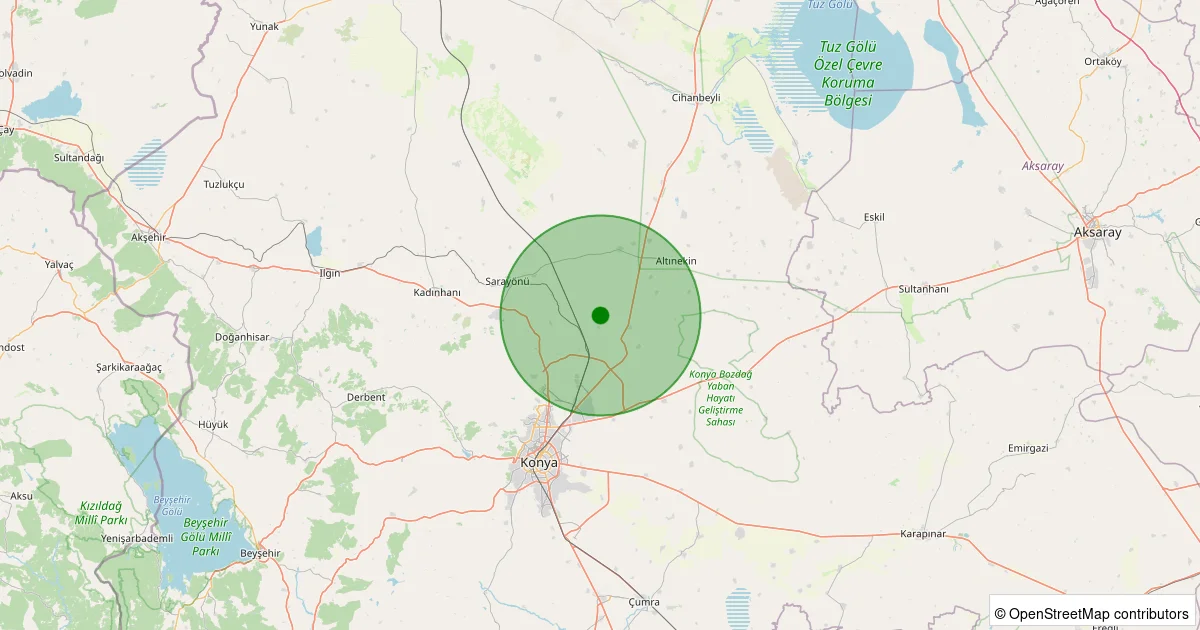 14 Ekim 2025 saat 20:42 - Selçuklu - Güvenç Köyü - 0.80ML depreminin harita gösterimi