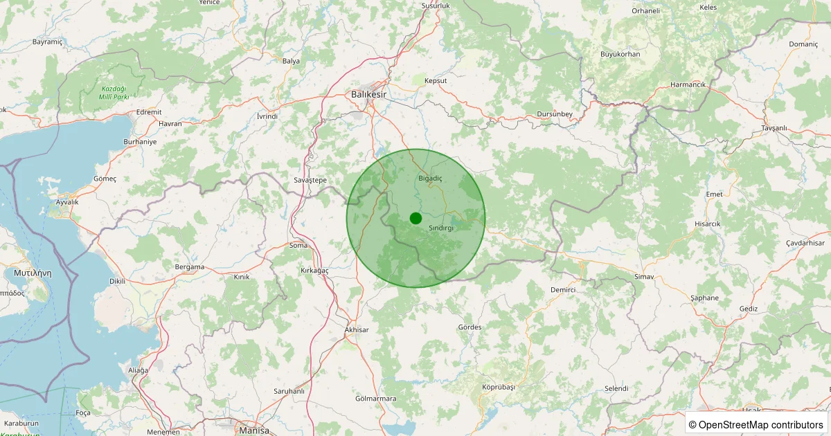 14 Ekim 2025 saat 21:01 - Sındırgı - Alacaatlı - 1.60ml depreminin harita gösterimi