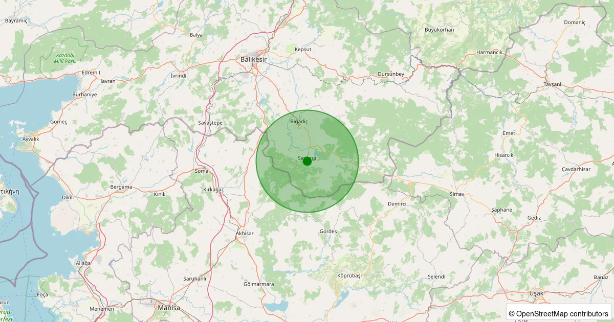 14 Ekim 2025 saat 21:06 - Sındırgı - Rızaiye - 1.00ML depreminin harita gösterimi